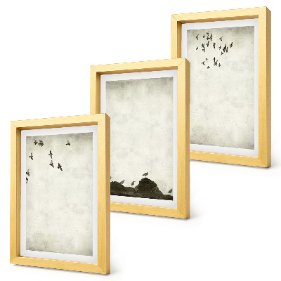 Ensemble de 3 tableaux Vol d'oiseaux style minimaliste