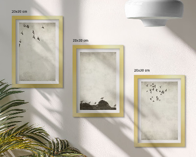Ensemble de 3 tableaux Vol d'oiseaux style minimaliste
