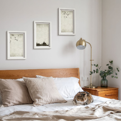 Ensemble de 3 tableaux Vol d'oiseaux style minimaliste