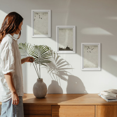 Ensemble de 3 tableaux Vol d'oiseaux style minimaliste