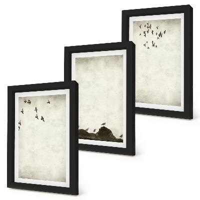 Ensemble de 3 tableaux Vol d'oiseaux style minimaliste