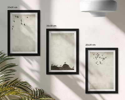 Ensemble de 3 tableaux Vol d'oiseaux style minimaliste