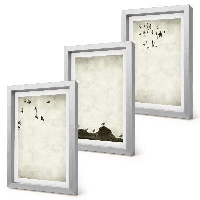 Ensemble de 3 tableaux Vol d'oiseaux style minimaliste