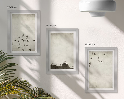 Mur de cadres Oiseaux en vol peints dans un style minimaliste