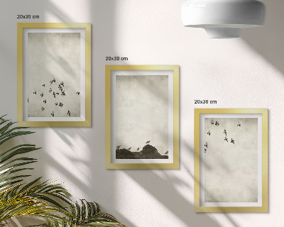 Mur de cadres Oiseaux en vol peints dans un style minimaliste