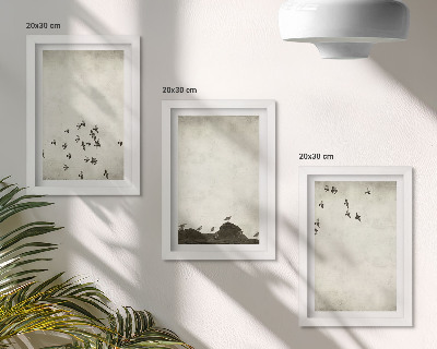 Mur de cadres Oiseaux en vol peints dans un style minimaliste