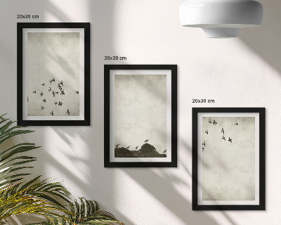 Mur de cadres Oiseaux en vol peints dans un style minimaliste