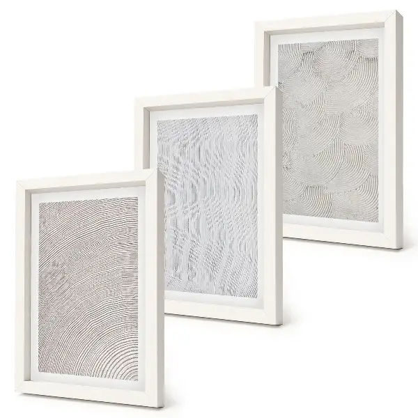 Lot de 3 tableaux motifs dans le sable et structures géométriques linéaires