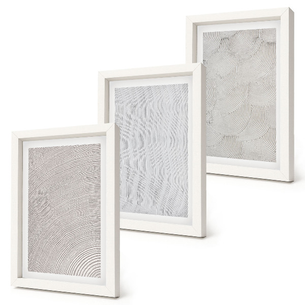 Lot de 3 tableaux Motifs dans le sable, structures géométriques linéaires