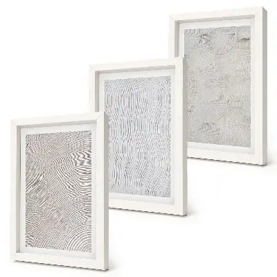 Lot de 3 tableaux motifs dans le sable et structures géométriques linéaires