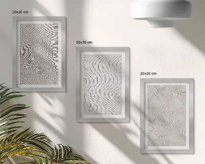 Lot de 3 tableaux Motifs dans le sable, structures géométriques linéaires