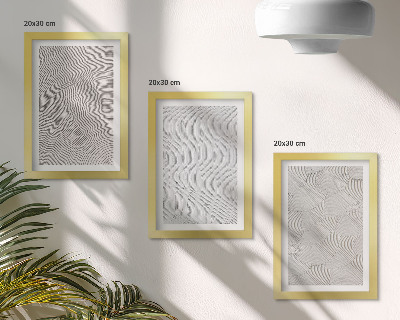 Lot de 3 tableaux Motifs dans le sable, structures géométriques linéaires