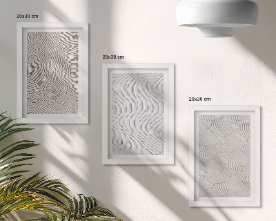 Lot de 3 tableaux Motifs dans le sable, structures géométriques linéaires