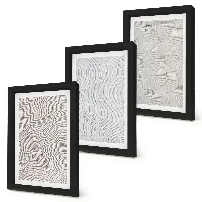 Lot de 3 tableaux motifs dans le sable et structures géométriques linéaires