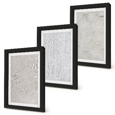 Lot de 3 tableaux Motifs dans le sable, structures géométriques linéaires