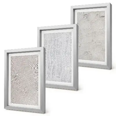 Lot de 3 tableaux motifs dans le sable et structures géométriques linéaires