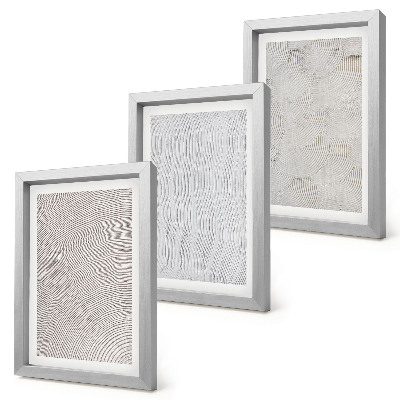Lot de 3 tableaux Motifs dans le sable, structures géométriques linéaires