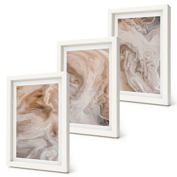 Lot de 3 tableaux Motifs abstraits en marbre, textures de pierre