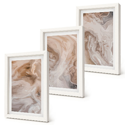 Lot de 3 tableaux Motifs abstraits en marbre, textures de pierre