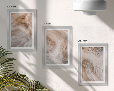 Lot de 3 tableaux Motifs abstraits en marbre, textures de pierre
