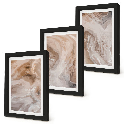 Lot de 3 tableaux Motifs abstraits en marbre, textures de pierre