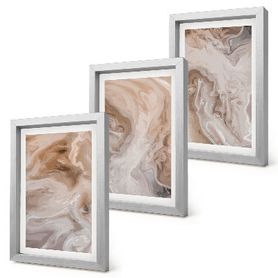 Lot de 3 tableaux Motifs abstraits en marbre, textures de pierre