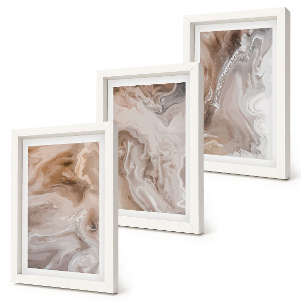Ensemble de 3 tableaux Texture de pierre, motifs abstraits de marbre
