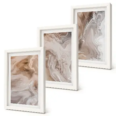 Ensemble de 3 tableaux texture de pierre aux motifs abstraits de marbre