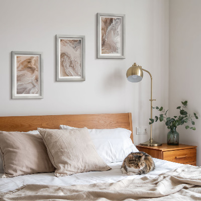 Ensemble de 3 tableaux Texture de pierre, motifs abstraits de marbre