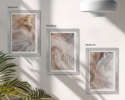 Ensemble de 3 tableaux Texture de pierre, motifs abstraits de marbre