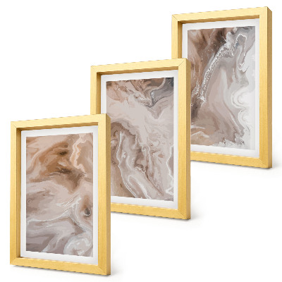 Ensemble de 3 tableaux Texture de pierre, motifs abstraits de marbre