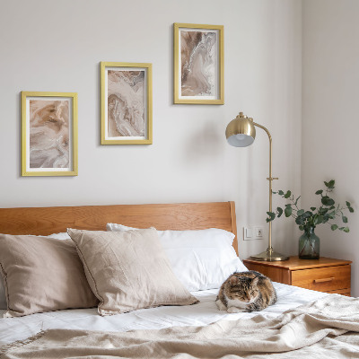 Ensemble de 3 tableaux Texture de pierre, motifs abstraits de marbre