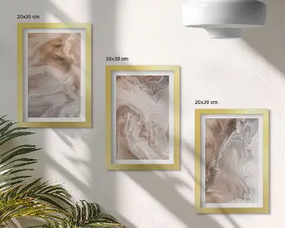 Ensemble de 3 tableaux texture de pierre aux motifs abstraits de marbre