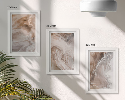 Ensemble de 3 tableaux Texture de pierre, motifs abstraits de marbre