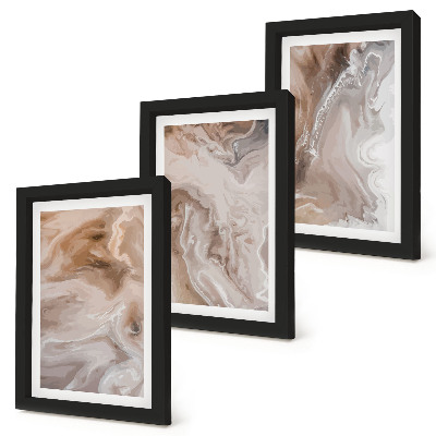 Ensemble de 3 tableaux Texture de pierre, motifs abstraits de marbre