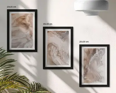 Ensemble de 3 tableaux texture de pierre aux motifs abstraits de marbre