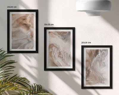 Ensemble de 3 tableaux Texture de pierre, motifs abstraits de marbre