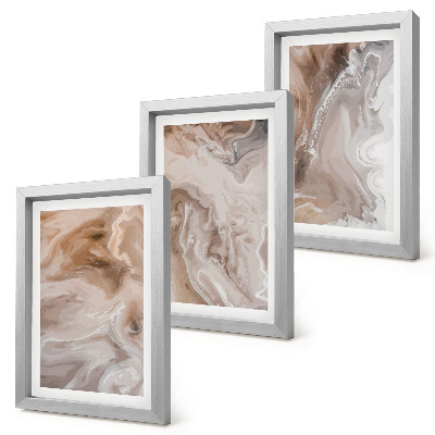 Ensemble de 3 tableaux Texture de pierre, motifs abstraits de marbre