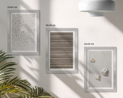 Mur de cadres Textures naturelles bois pierres corde