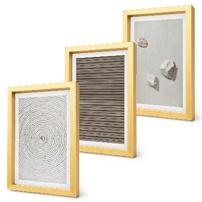 Mur de cadres Textures naturelles bois pierres corde