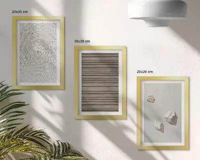 Mur de cadres textures naturelles bois pierres et corde