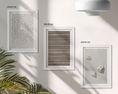 Mur de cadres Textures naturelles bois pierres corde