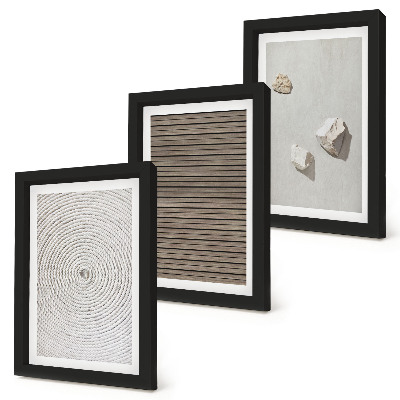 Mur de cadres Textures naturelles bois pierres corde