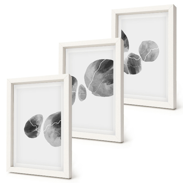 Lot de 3 tableaux Taches de peinture abstraite minimaliste