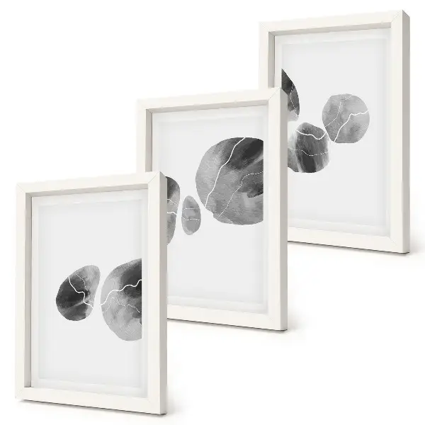 Lot de 3 tableaux taches de peinture abstraites et minimalistes