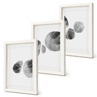 Lot de 3 tableaux Taches de peinture abstraite minimaliste