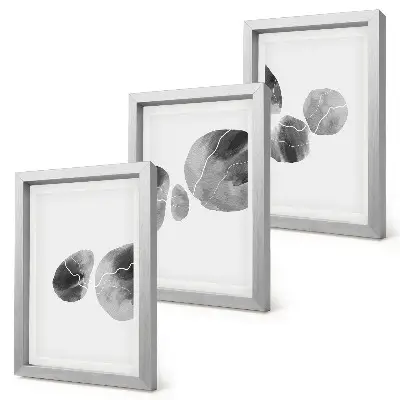 Lot de 3 tableaux taches de peinture abstraites et minimalistes