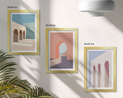 Ensemble de 3 tableaux Graphismes minimalistes pastel d'architecture urbaine
