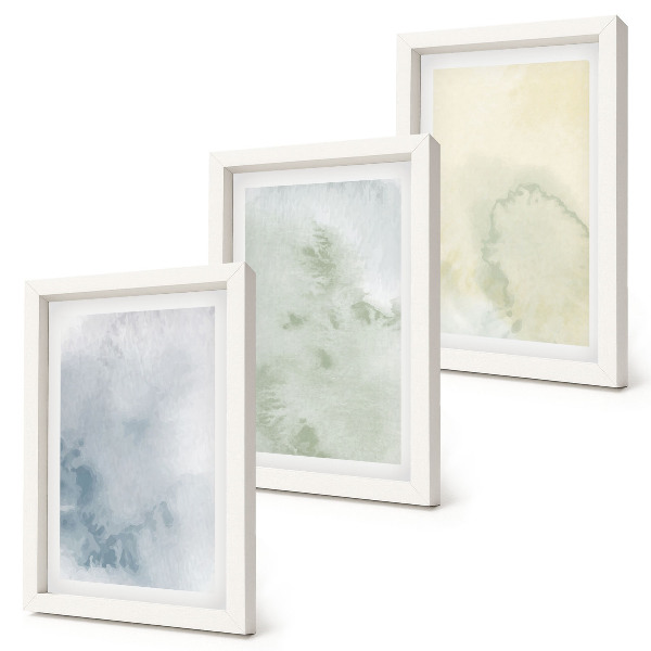 Lot de 3 tableaux Peintures aquarelles pastel sur texture de toile