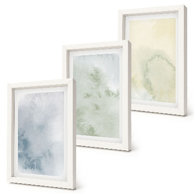 Lot de 3 tableaux Peintures aquarelles pastel sur texture de toile
